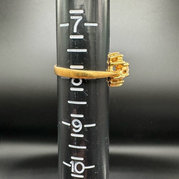 Gold Tone Cubic Zirconia Thailand Cocktail Ring in Circular Design - Picture 12 of 12